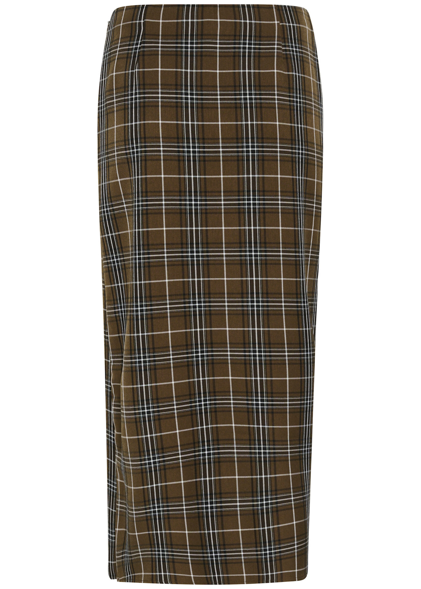 Gestuz Aleya skirt green olive check