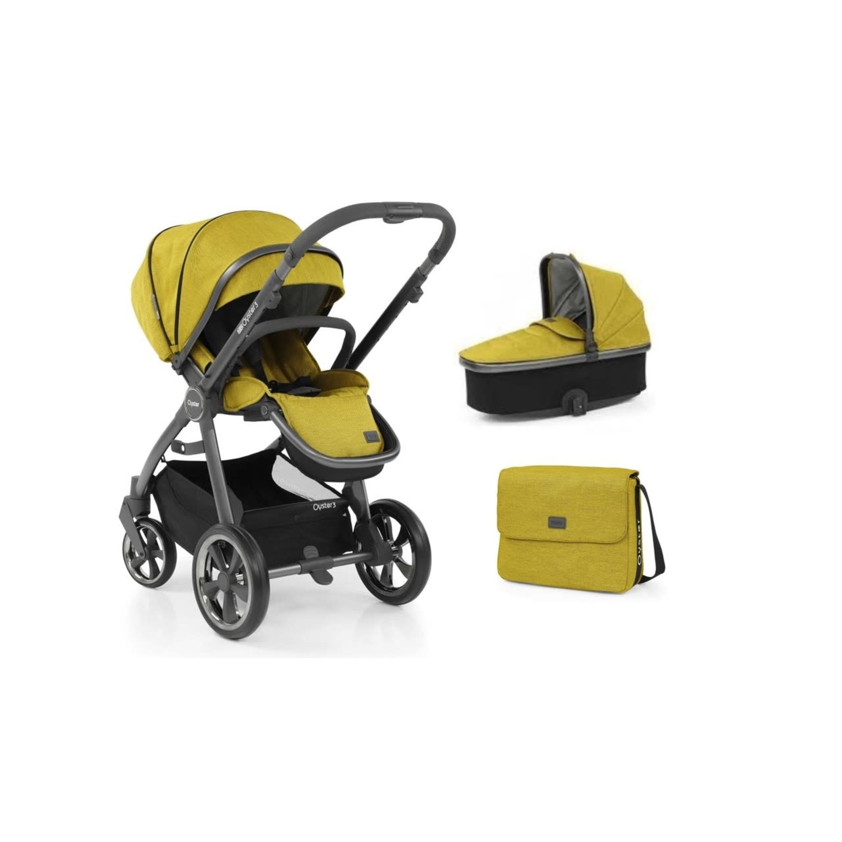 OYSTER BABYSTYLE OYSTER 3 (2 IN 1) CARRY COT TRAVEL SYSTEM - MUSTARD