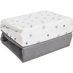 CUDDLES COLLECTION CUDDLES COT FITTED SHEETS 60 X 120 GREY STARS (100% COTTON)