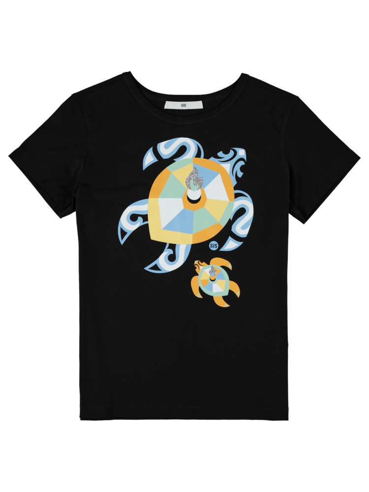 SIS by Spijkers en Spijkers zwart t-shirt met schildpadden