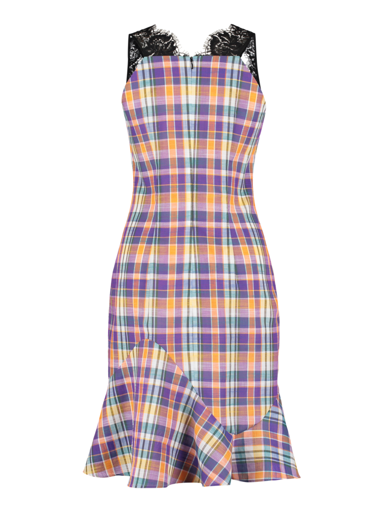 SIS by Spijkers en Spijkers plaid cocktail dress with lace