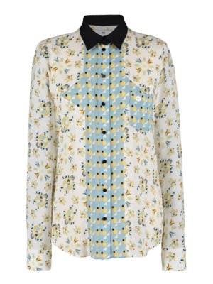 SIS by Spijkers en Spijkers Anglaise blouse met blauw TURTLE en TULP print