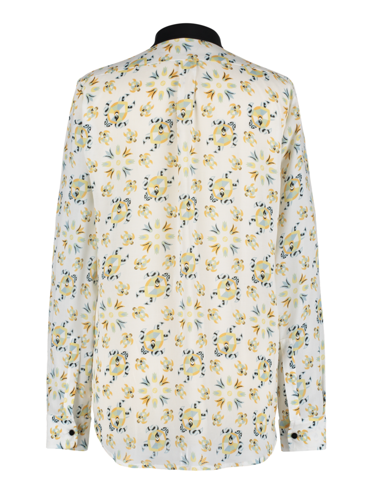 SIS by Spijkers en Spijkers Anglaise blouse met blauw TURTLE en TULP print