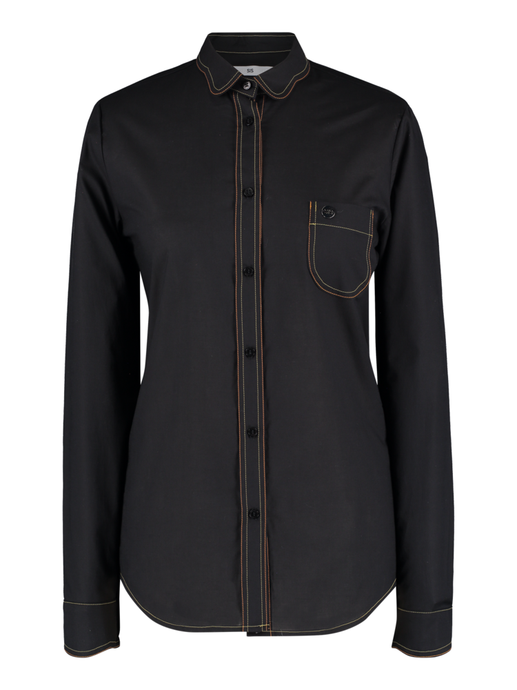 SIS by Spijkers en Spijkers Black blouse with cloud collar