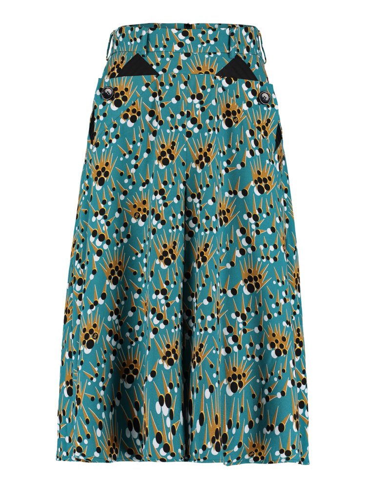 Square pocket rok in petrol SHINY DOT print