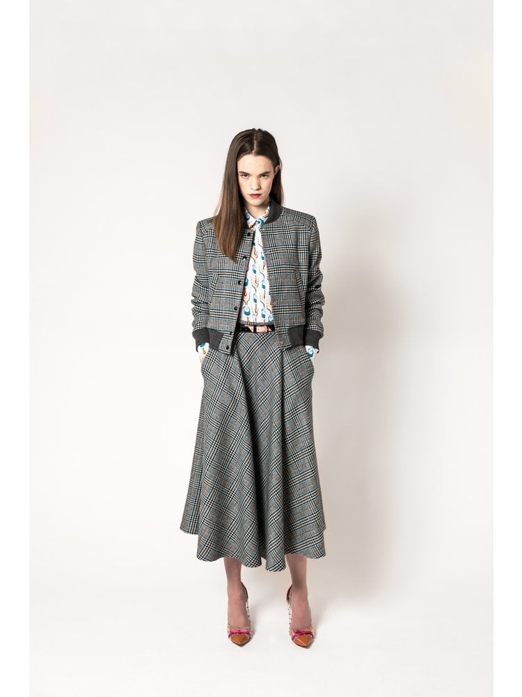 SIS by Spijkers en Spijkers Circle skirt blue grey check