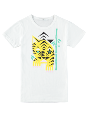 SIS by Spijkers en Spijkers White T-shirt with yellow TIGER print