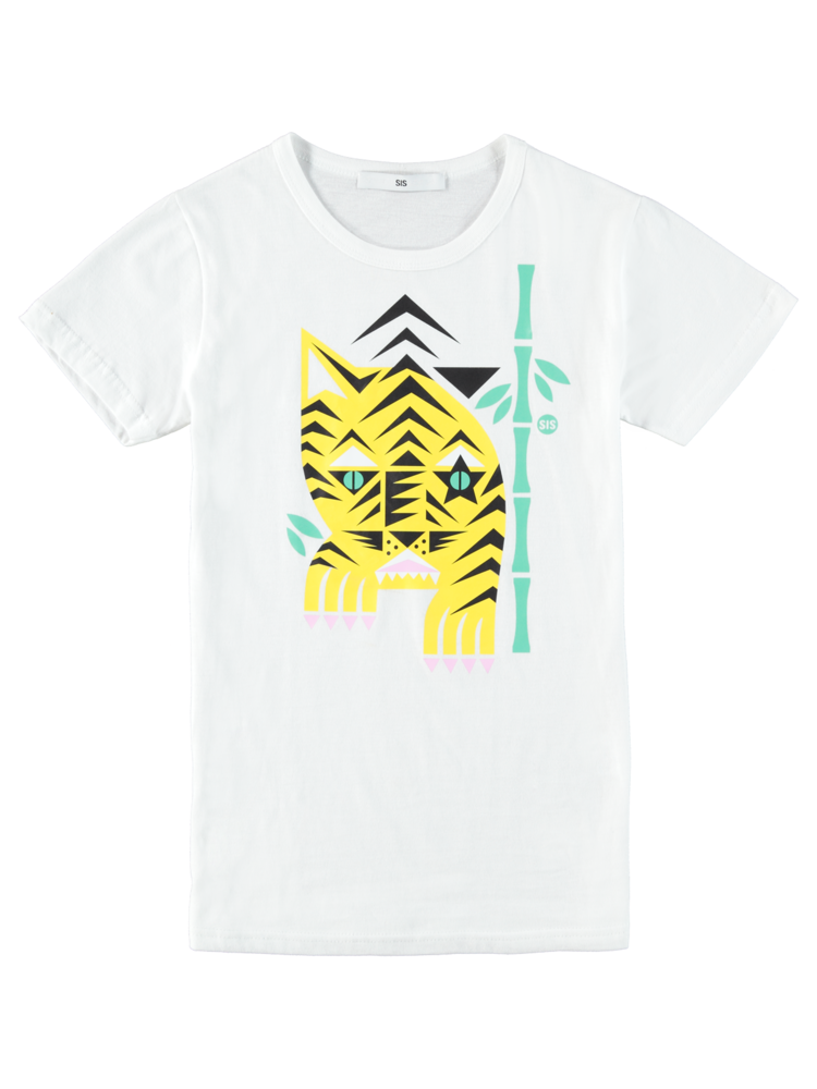 SIS by Spijkers en Spijkers White T-shirt with yellow TIGER print