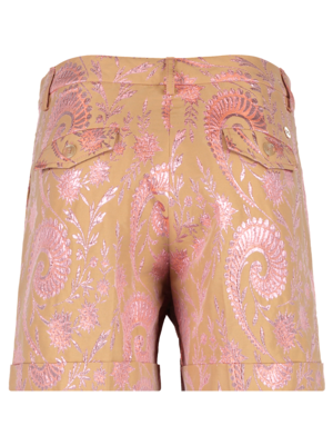 pink jacquard pleated shorts