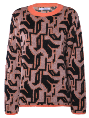 SIS by Spijkers en Spijkers Oranje gebreide trui met TULP print