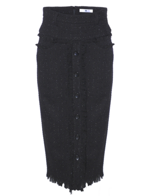 Black tweed skirt with silver lurex