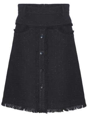 Zwarte tweed rok met silver lurex