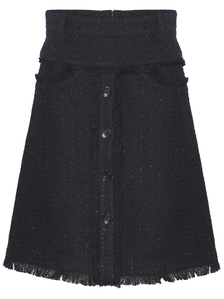 Zwarte tweed rok met silver lurex