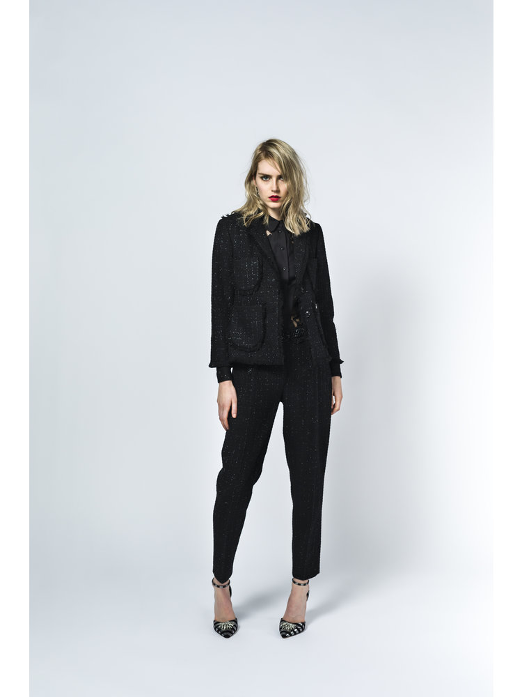 SIS by Spijkers en Spijkers Black tweed blazer with woven silver lurex