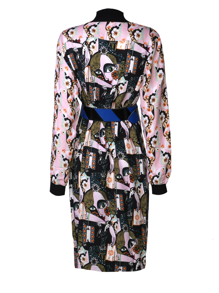 SIS by Spijkers en Spijkers  jurk met print en split aan de mouwen