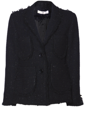 SIS by Spijkers en Spijkers Zwarte tweed blazer met ingeweven silver lurex