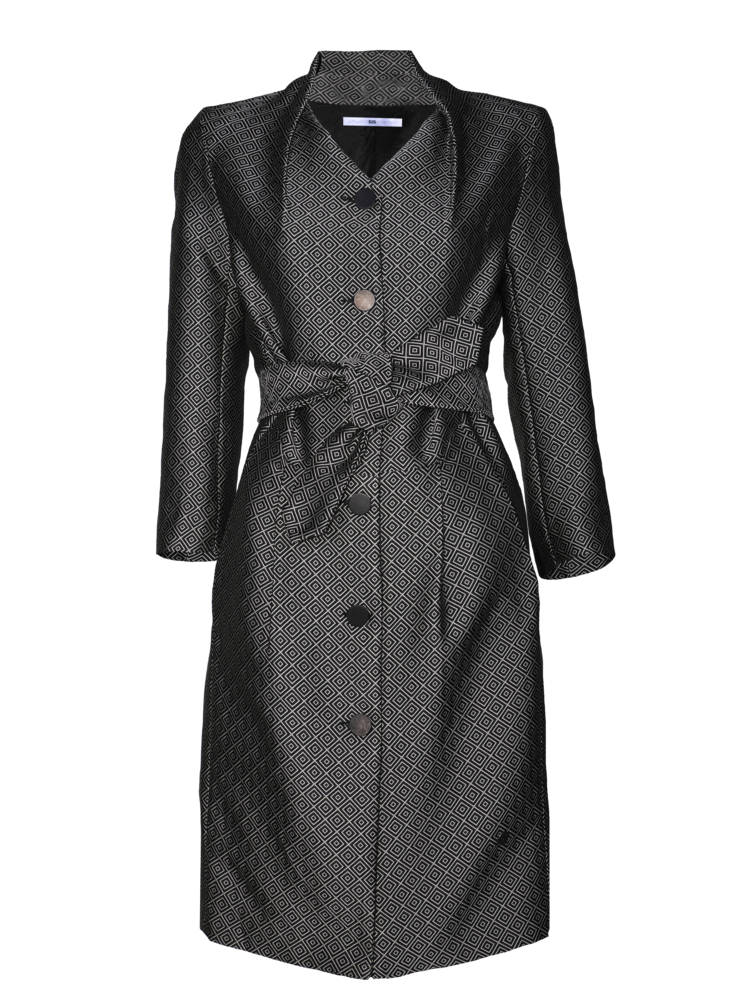 Fitted coat in woven jacquard