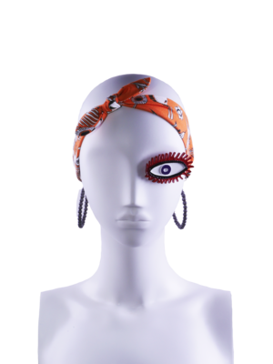SIS by Spijkers en Spijkers Haarband in orange beautiful daisies print