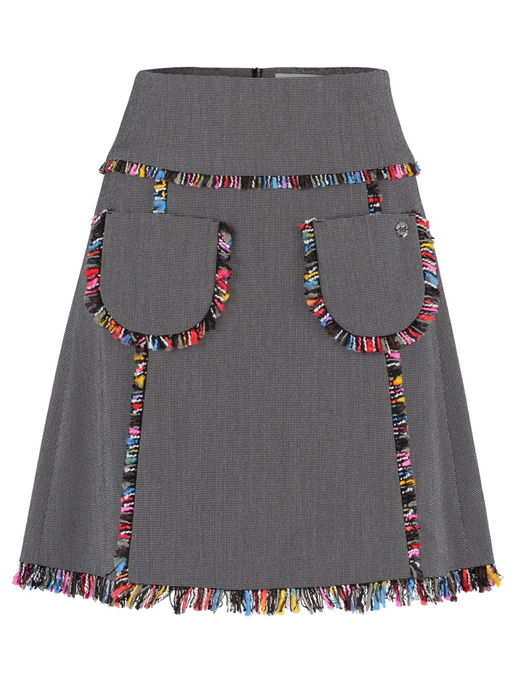 SIS by Spijkers en Spijkers Grijze rok met multicolour franjers