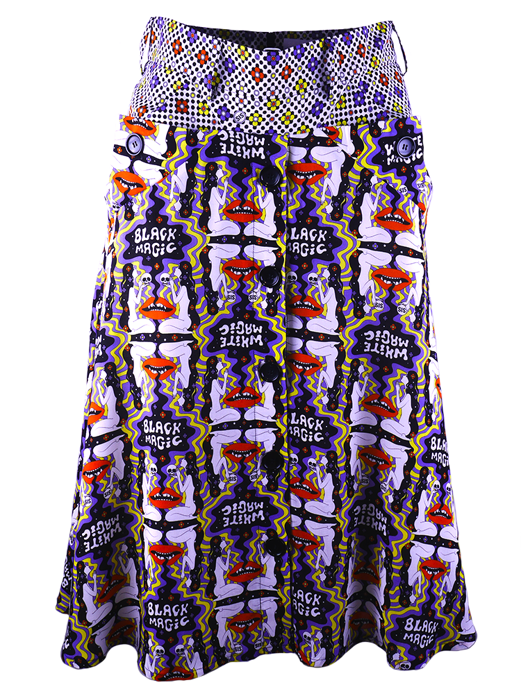 Square pocket skirt with MAGIC flower print