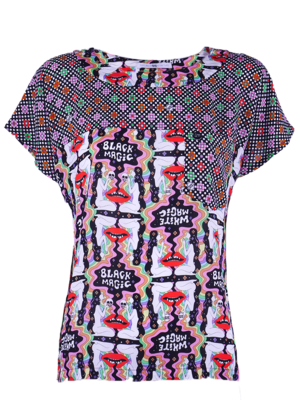 SIS by Spijkers en Spijkers Boxy top met rainbow MAGIC flower print