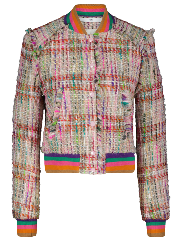 SIS by Spijkers en Spijkers bomber jacket in multi colour woolen tweed