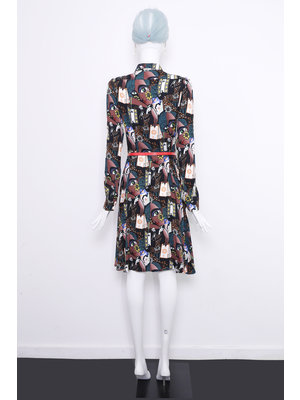 SIS by Spijkers en Spijkers Elegant buttondown dress with flair bottom and papercut print