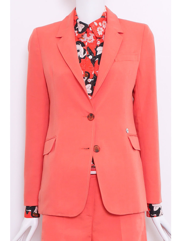 SIS by Spijkers en Spijkers Coral red, slim fitted colbert jacket, with flap pockets