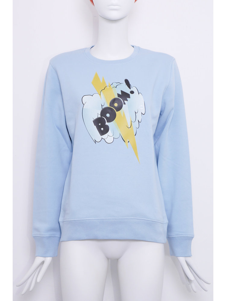 Sweatshirt, baby blue with BOOM print