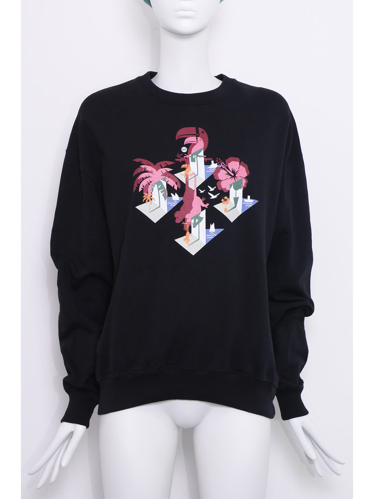 SIS by Spijkers en Spijkers Black Sweatshirt with KAKATOE print
