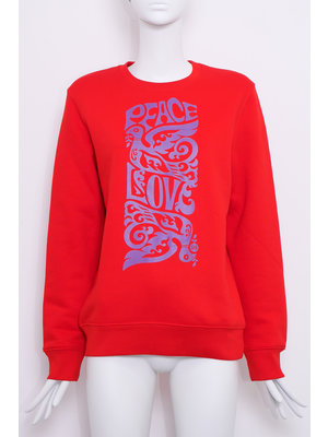 SIS by Spijkers en Spijkers Red Sweatshirt with LOVE bird print