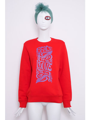 SIS by Spijkers en Spijkers Red Sweatshirt with LOVE bird print