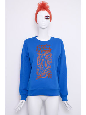 Blauw Sweatshirt met LOVE bird print
