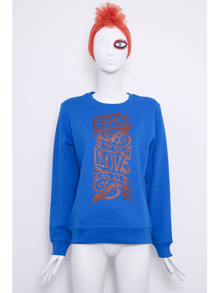 SIS by Spijkers en Spijkers Blue Sweatshirt with LOVE bird print