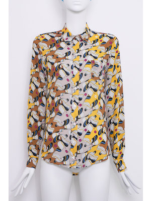 SIS by Spijkers en Spijkers Blouse with brown yellow RIBBON print