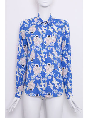 SIS by Spijkers en Spijkers Blouse met blauwe Leda en de Zwaan print