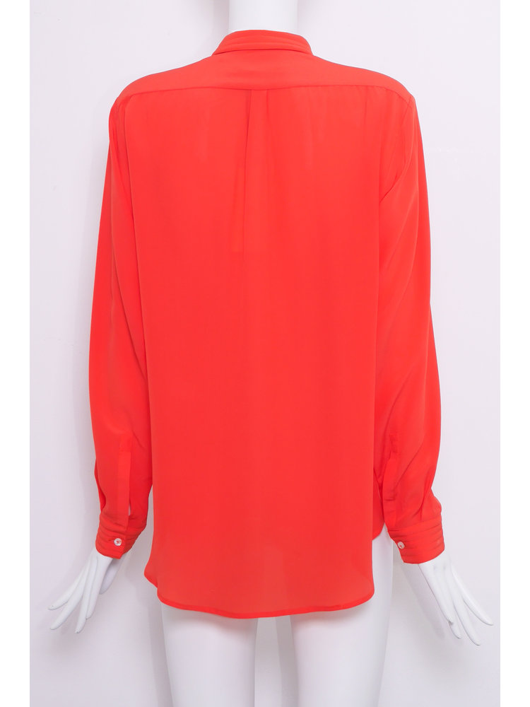 SIS by Spijkers en Spijkers Oranje-rode  padded blouse gemaakt van 100% zijde