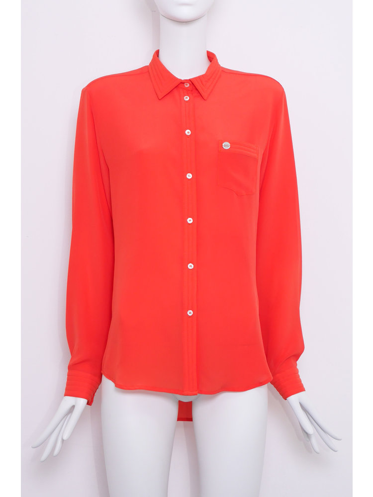 SIS by Spijkers en Spijkers Orange-red padded blouse made of 100% silk