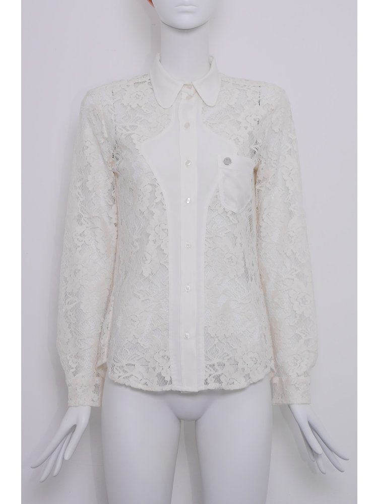 SIS by Spijkers en Spijkers Off-white hourglass kanten blouse