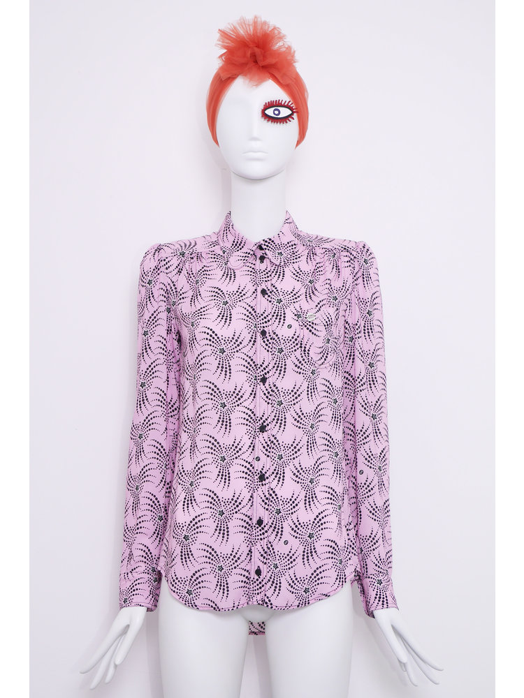 SIS by Spijkers en Spijkers Blouse met ronde kraag in roze shooting STAR print