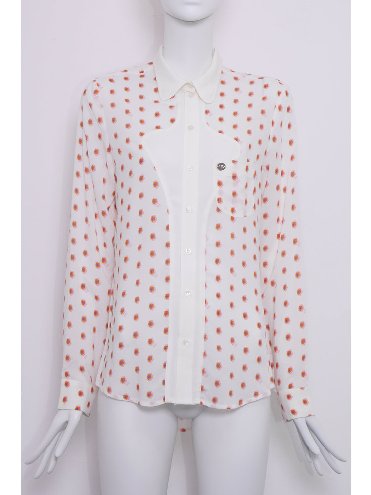 SIS by Spijkers en Spijkers Hourglass blouse white FLOWER DOT print