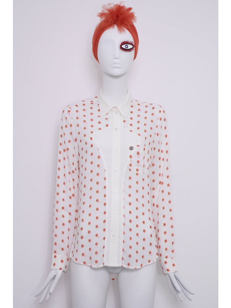 SIS by Spijkers en Spijkers Hourglass blouse white FLOWER DOT print