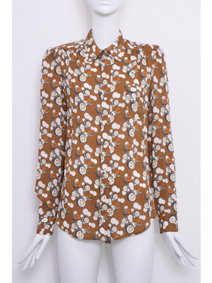 SIS by Spijkers en Spijkers Round collar blouse with brown KEYCHAIN print