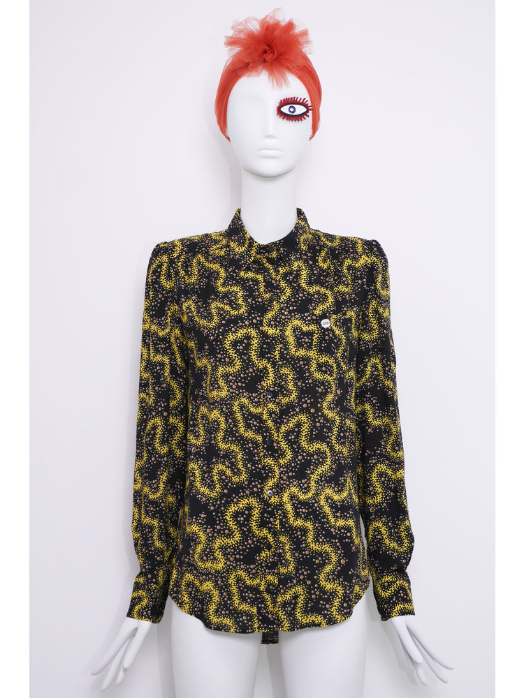 SIS by Spijkers en Spijkers Blouse with round collar and yellow STARDUST print