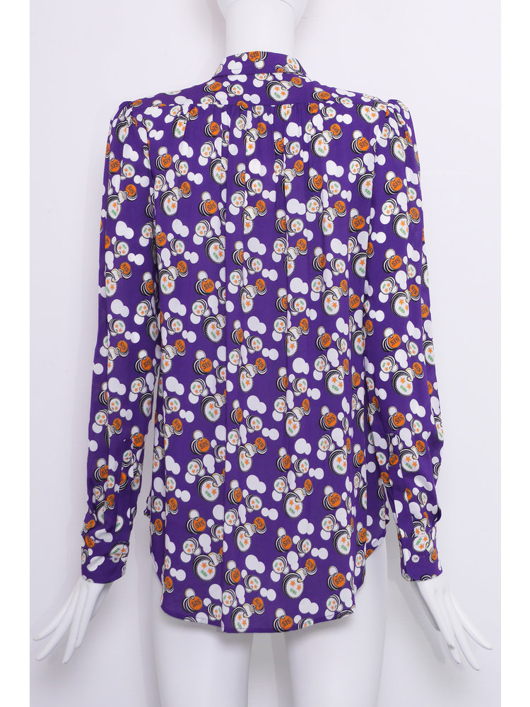 SIS by Spijkers en Spijkers Blouse with  round collar and purple KEYCHAIN print