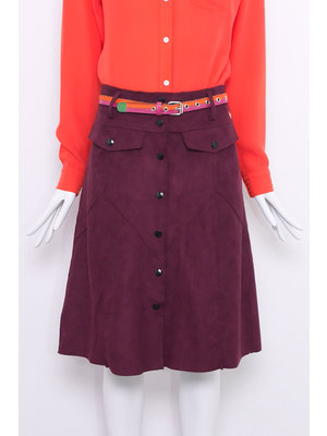 SIS by Spijkers en Spijkers Suede button down skirt Bordeaux red