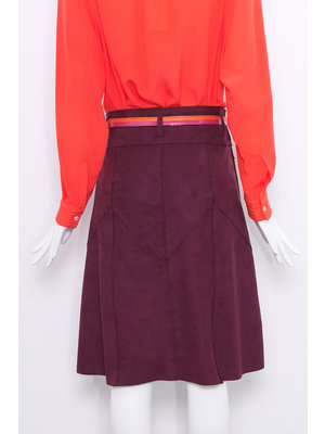 SIS by Spijkers en Spijkers Suede button down skirt Bordeaux red