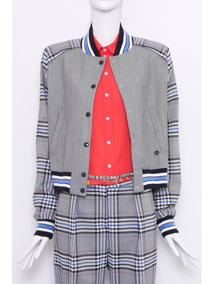 SIS by Spijkers en Spijkers College jacket in blue grey check with striped cuffs