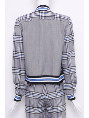 SIS by Spijkers en Spijkers College jacket in blue grey check with striped cuffs