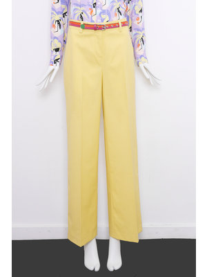 SIS by Spijkers en Spijkers Pantalon met wijde rechte pijpen in licht gele katoen